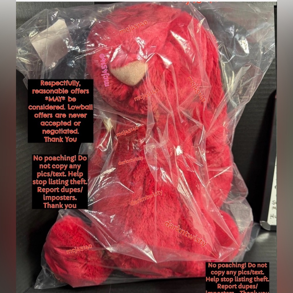 BNWT SEALED JELLYCAT LUXE BASHFUL BUNNY SCARLET HUGE 20” SIZE ONLY